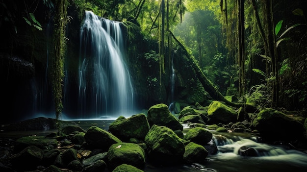 Fließender Wasserfall im Regenwald