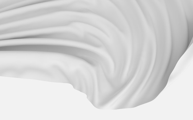 Fließender weißer Stoff weißer Hintergrund 3D-Rendering