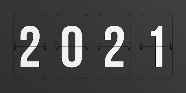 Foto flip black scoreboard 2021. renderização 3d