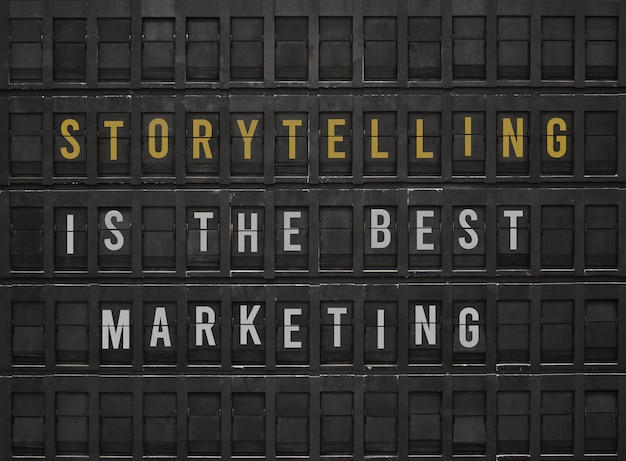 Flip board con texto Storytelling es el mejor Marketing