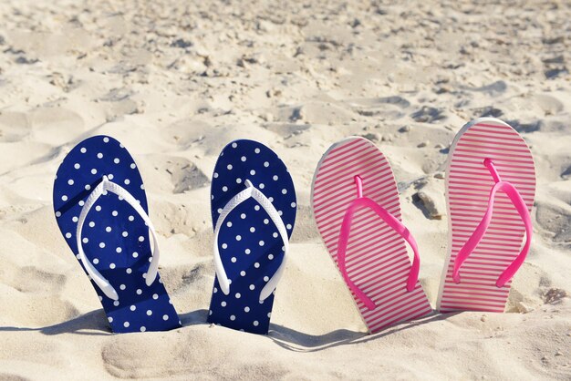 Flip Flops auf Strandsand in der Nähe