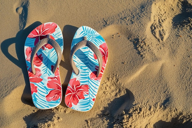 Flip flops na praia Desenho com espaço para colocar texto