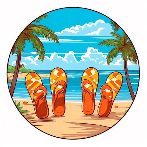 Flip-Flops neben der Strand-Sommerstimmung