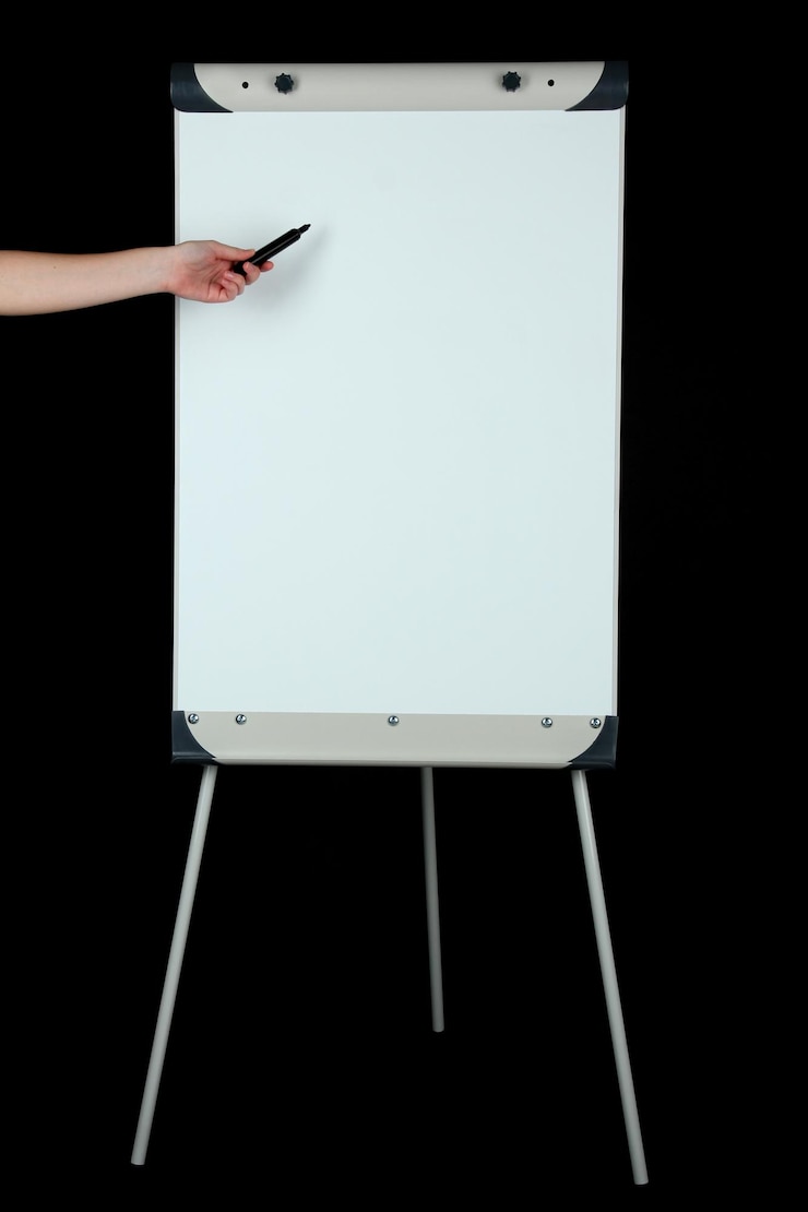 Foto flipchart auf schwarzem hintergrund