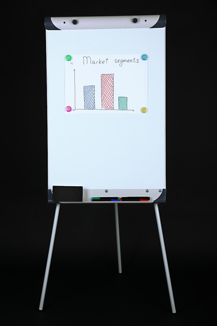 Foto flipchart auf schwarzem hintergrund