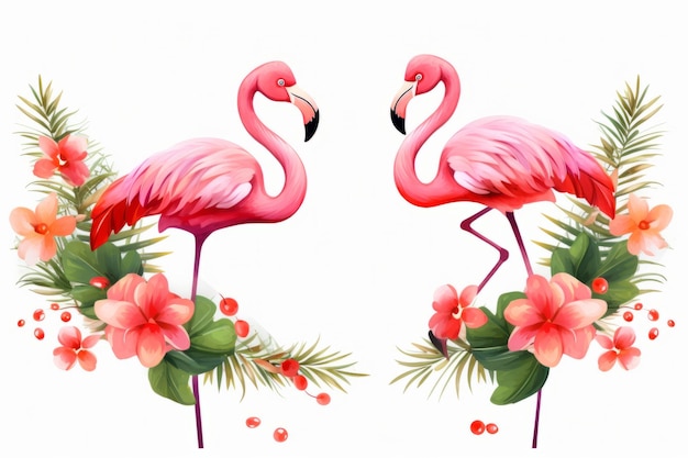 Flock in Bewegung Flamingo Border Clipart AR 32