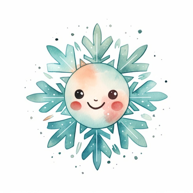 Floco de neve aquarela bonito em uma ilustração vetorial de fundo branco