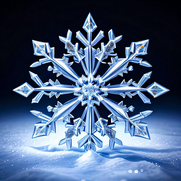 Floco de neve de cristal e fundo de neve