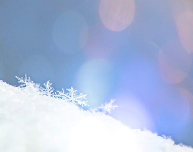 Floco de neve decorativo de Natal na neve brilhante