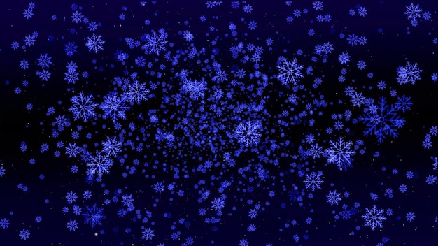 Flocos de neve de natal feriado cor de fundo azul