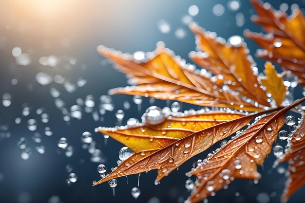 Foto flocos de neve e chuva folhas de outono papel de parede