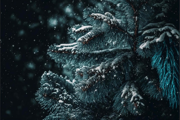 Flocos de neve no pinheiro