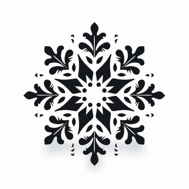 Flocos de neve preto e branco simétricos de arte vetorial com tema de geada