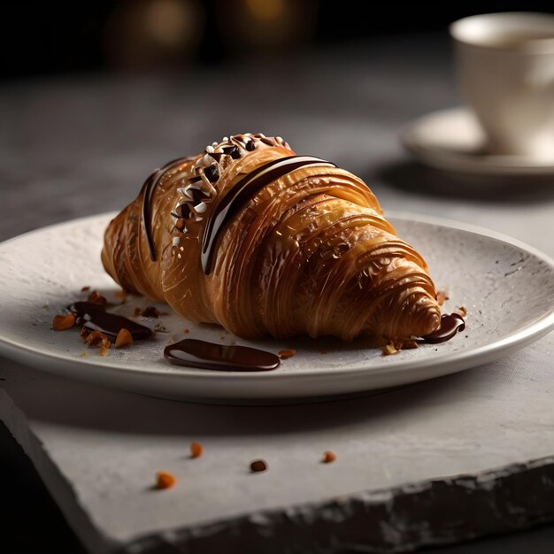 Foto flocos de ouro comestíveis em croissants