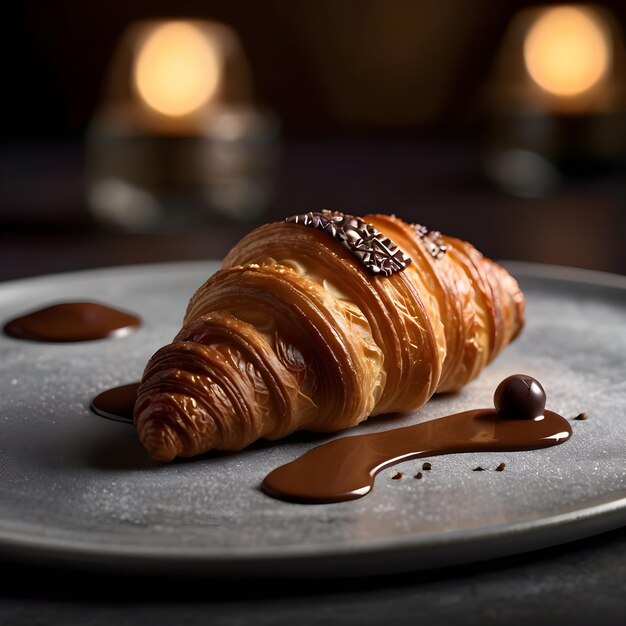 Flocos de ouro comestíveis em croissants