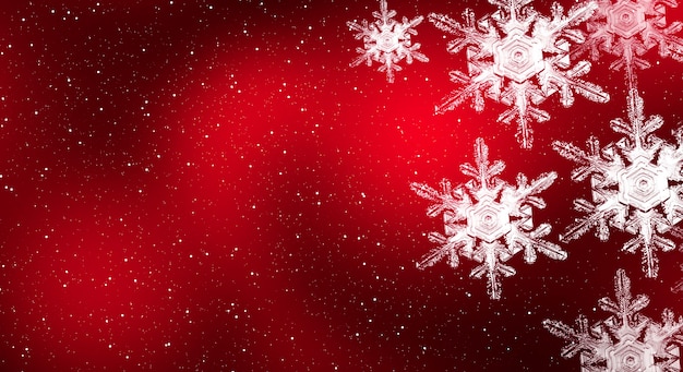 Flocos de nieve blancos aislados en rojo