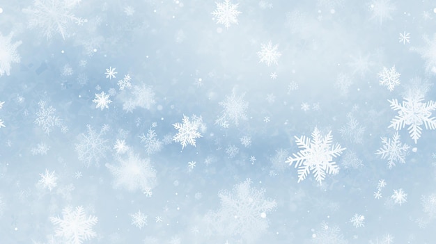 Flocos de nieve blancos sobre un fondo blanco o azul sencillo