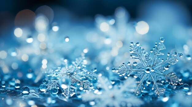 Flocos de nieve en detalle Cristales de nieve de primer plano