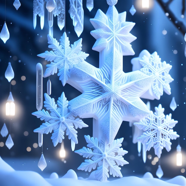 Foto flocos de nieve ornamentos de hielo papel tapiz de navidad imagen