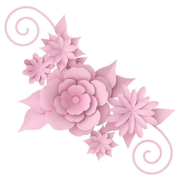 Foto flor 3d flor de papel ilustración 3d