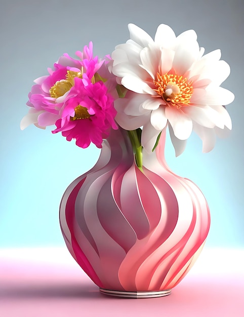 flor 3d con florero