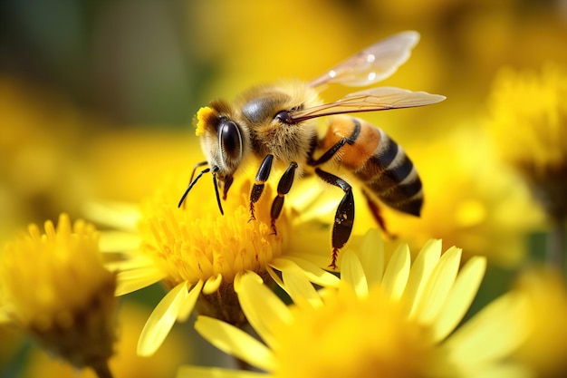 en una flor abeja generativa Ai