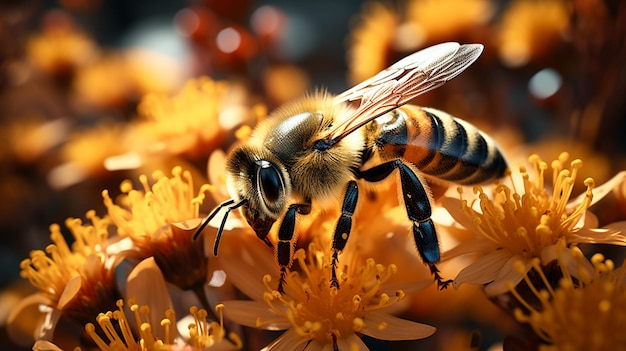 La flor de la abeja polinizará en otoño.