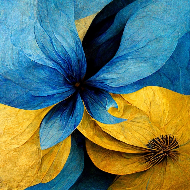 Flor abstracta azul y amarilla Ilustración