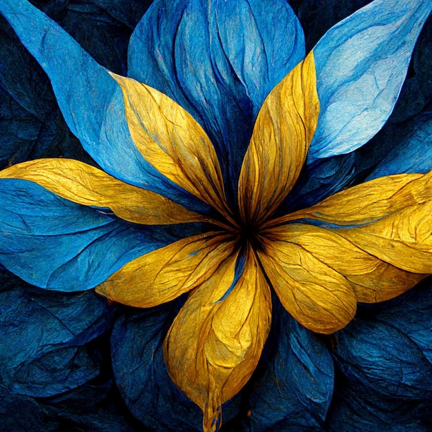 Flor abstracta azul y amarilla Ilustración