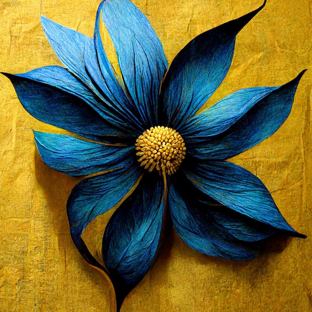 Flor abstracta azul y amarilla Ilustración