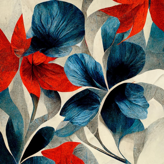 Flor abstracta azul y roja Ilustración