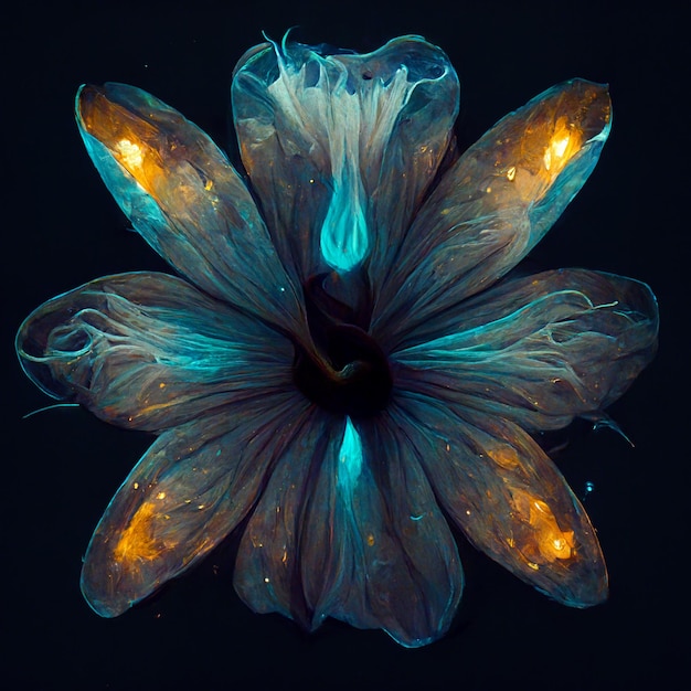 Flor abstracta de bioluminiscencia