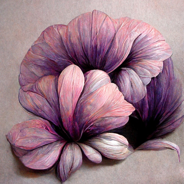 Flor abstracta lila y rosa Ilustración para impresiones arte de pared cubierta e invitación