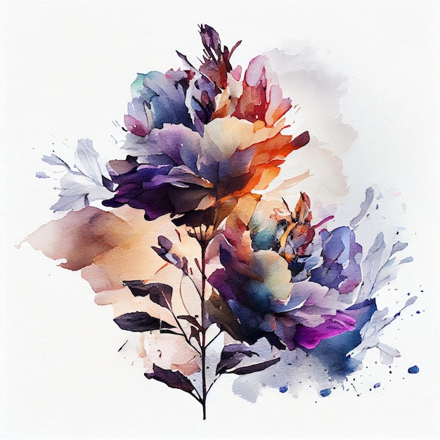 Flor de acuarela de doble exposición abstracta Ilustración digital AI