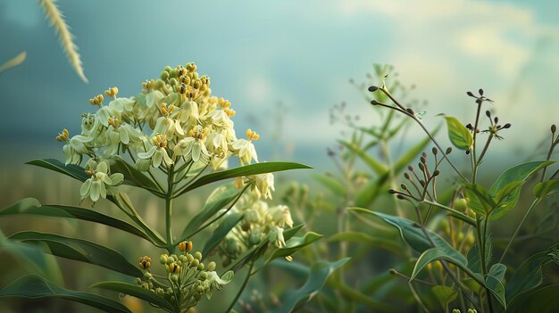 Flor de algodón verde IA generativa