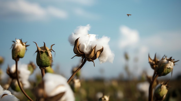 flor de algodón volando en el aire