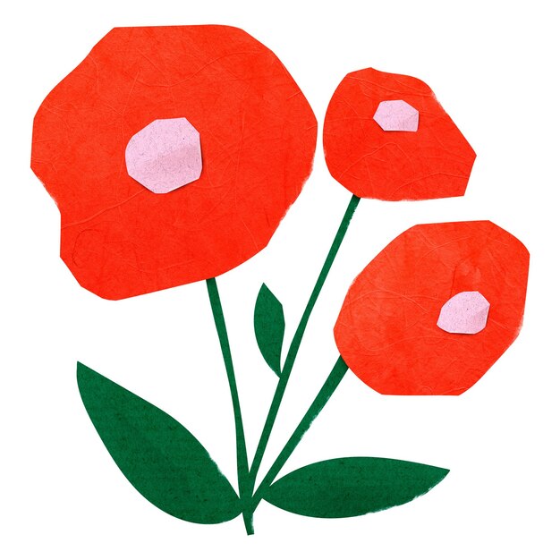 Flor de amapola roja pegatina png de fondo transparente