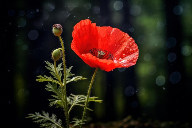 Foto la flor de amapola roja de terciopelo genera ai