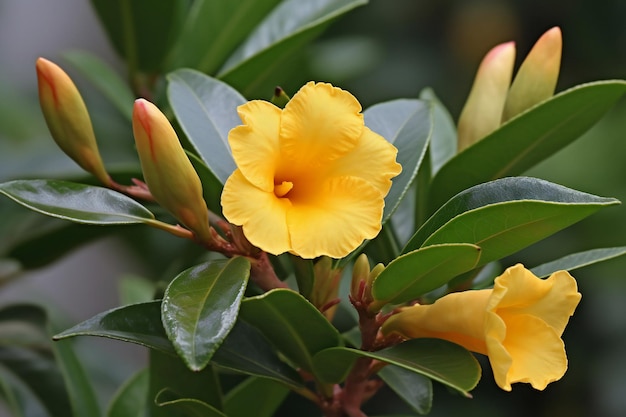 Flor amarilla de Adenium obesum Adenium obesum