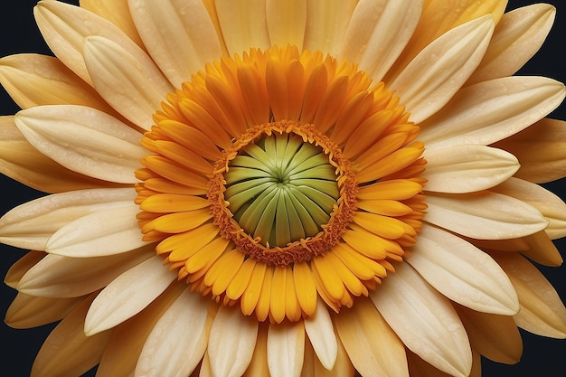 una flor amarilla con un centro verde y un centro verde