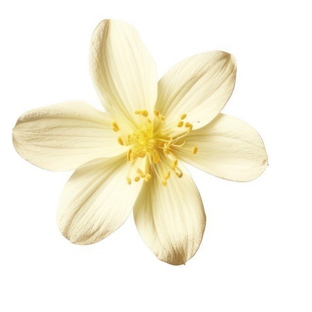 Foto una flor amarilla con fondo blanco que dice 