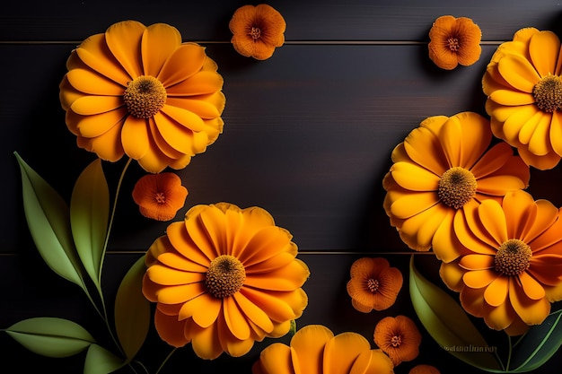 Una flor amarilla con un fondo oscuro.