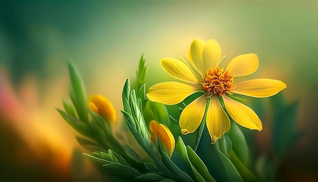 flor amarilla con fondo verde