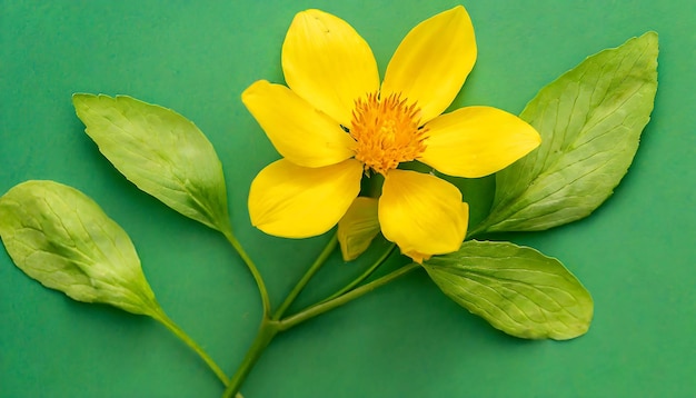 Foto flor amarilla con fondo verde