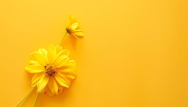 Foto una flor amarilla está en una pared amarilla con las palabras 