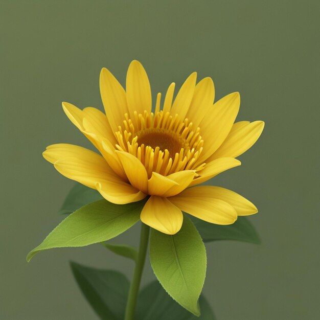 Una flor amarilla sobre un fondo verde