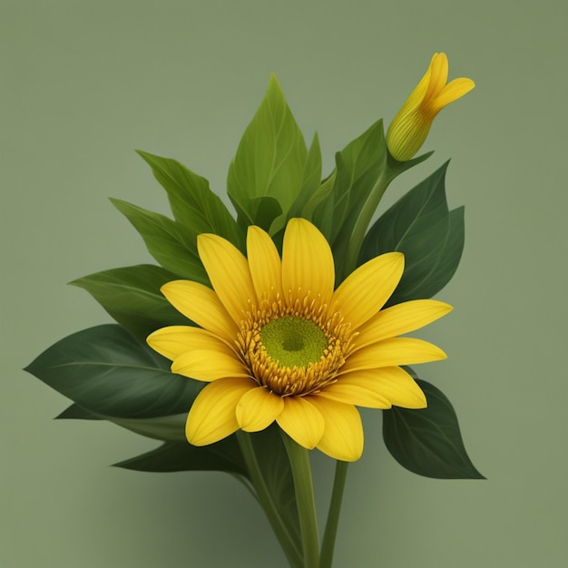Una flor amarilla sobre un fondo verde