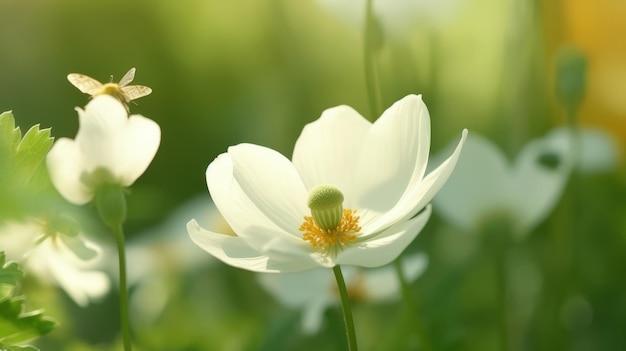 Flor de anémona con mariposa Ilustración AI GenerativexA