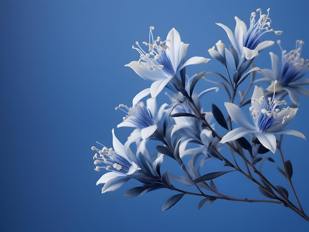 Foto la flor del arbusto de la fuente azul en el fondo del estudio la flor de la arbusto de una fuente azul hermosa