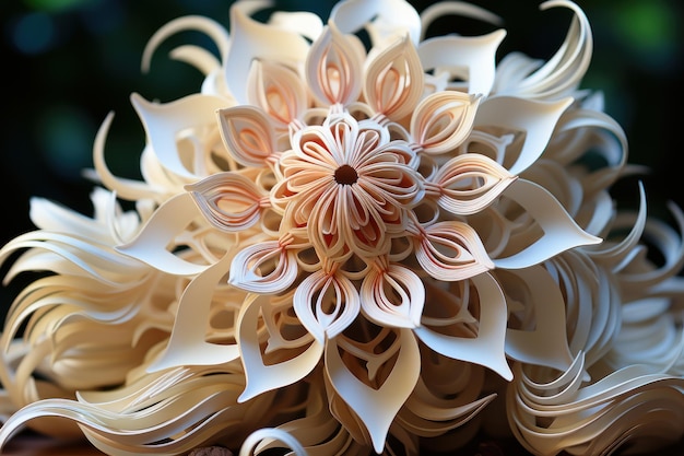 Una flor de arte digital hecha a mano con papeles en quilling de ilustración de estilo kirigami